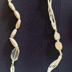 Chico's Cream Beaded Necklace with Natural Accents